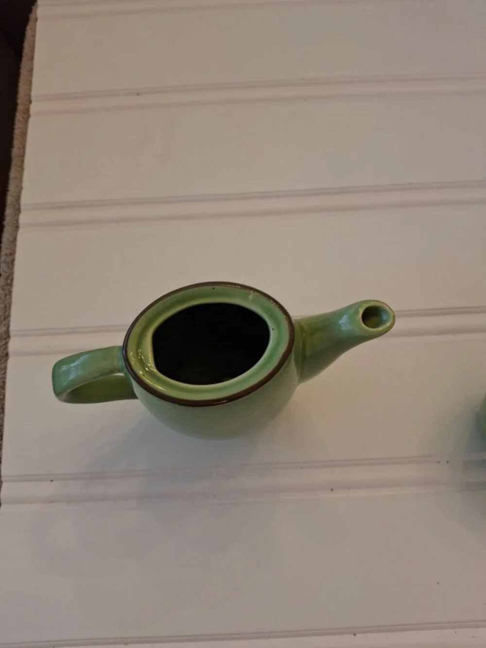 World Market Bamboo Tea Set Green Ceramic Teapot & 2 Cups Asian Zen Decor